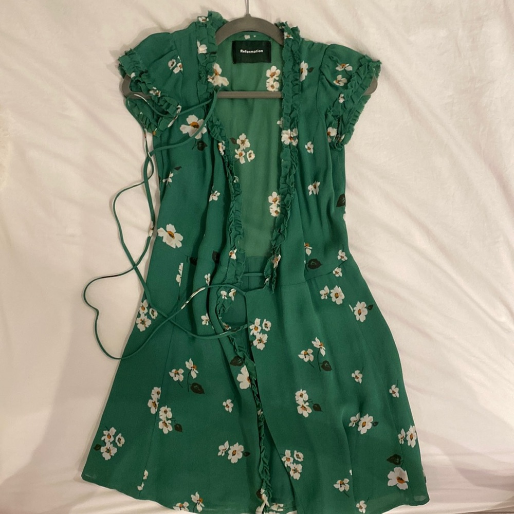 Reformation floral wrap dress